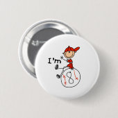 Boys Honkbal Ik ben 8 Ronde Button 5,7 Cm (Voorkant /achterkant)
