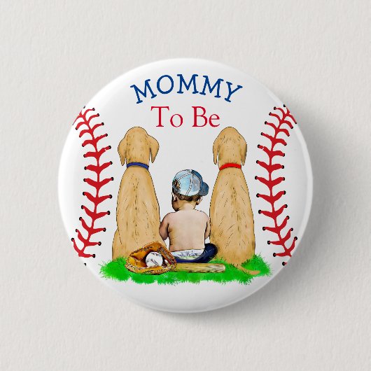 Boy's honkbal thema Baby | Moeder om te zijn Ronde Button 5,7 Cm (Voorkant)