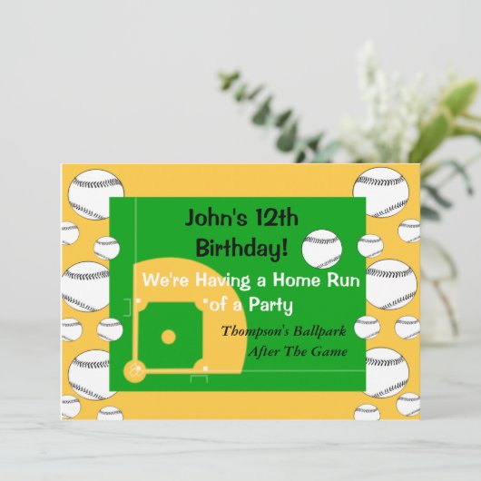 Boy's honkbal verjaardag uitnodiging (Staand voorkant)