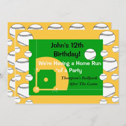 Boy's honkbal verjaardag uitnodiging (Voorkant / Achterkant)