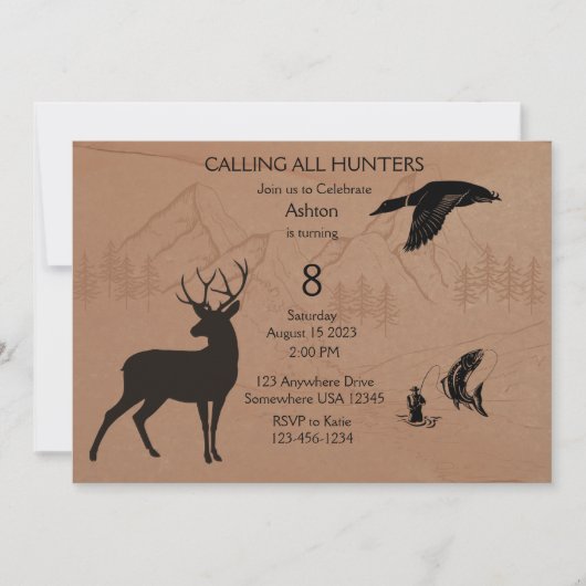 Boys Hunting Invitation Aankondiging (Voorkant)