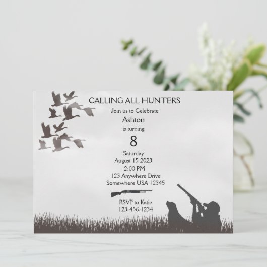 Boys Hunting Invitation Aankondiging (Staand voorkant)