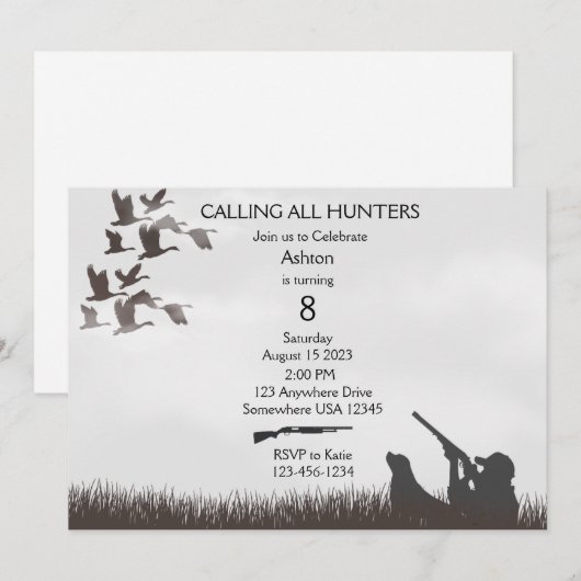 Boys Hunting Invitation Aankondiging (Voorkant / Achterkant)