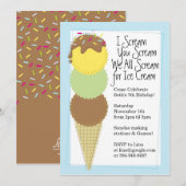 Boys Ice Cream Party - Uitnodiging (Voorkant / Achterkant)