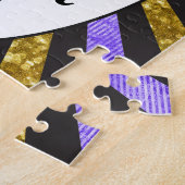 Boys Ice Hockey Player Name & Number Paars Gold Legpuzzel (Zijkant)