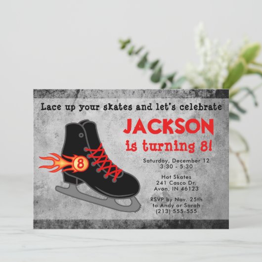 Boy's Ice Schaats Extreme Verjaardag Kaart (Staand voorkant)
