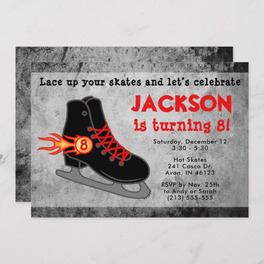 Boy's Ice Schaats Extreme Verjaardag Kaart (Voorkant / Achterkant)