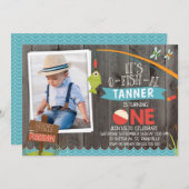 Boy's It O-fish-al Foto 1e Verjaardag Uitnodiging (Voorkant / Achterkant)