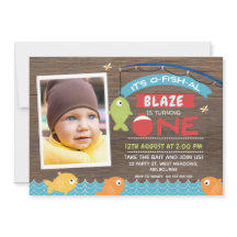 Boy's It's o-fish-al 1st Birthday Invitation