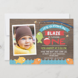 Boy's It's o-fish-al 1st Birthday Invitation Kaart