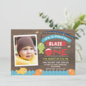 Boy's It's o-fish-al 1st Birthday Invitation Kaart (Staand voorkant)