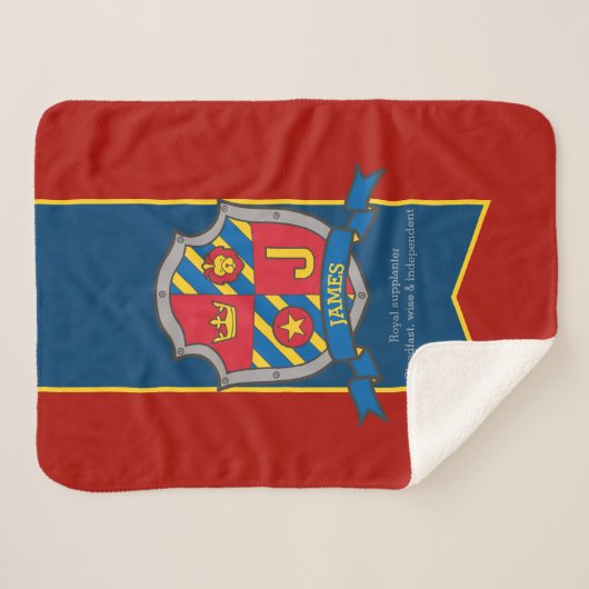 Boys James of J naam en betekenis rood blauw Sherpa Deken (Voorkant (horizontaal))