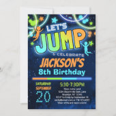Boys Jump Party Birthday Invitation Blue Sinaasapp Kaart (Voorkant)