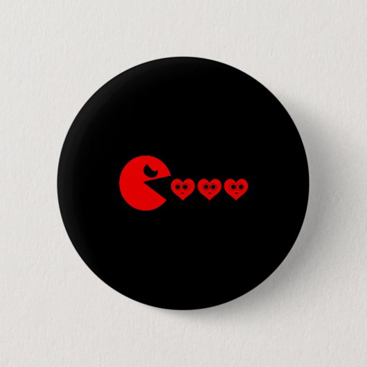 Boys Kids Valentines Day Hearts Eating Funny Gamer Ronde Button 5,7 Cm (Voorkant)