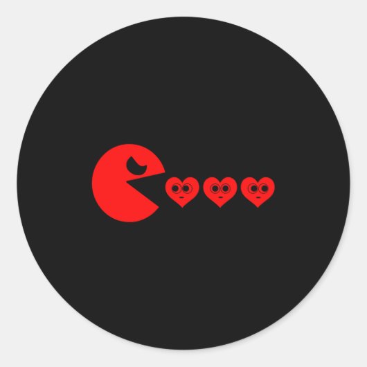 Boys Kids Valentines Day Hearts Eating Funny Gamer Ronde Sticker (Voorkant)