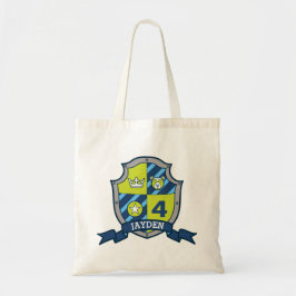 Boys kinder knight shield name beer groen blauw tote bag
