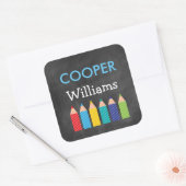 Boy's kleurrijke potloden Terug naar school Sticke Vierkante Sticker (Envelop)