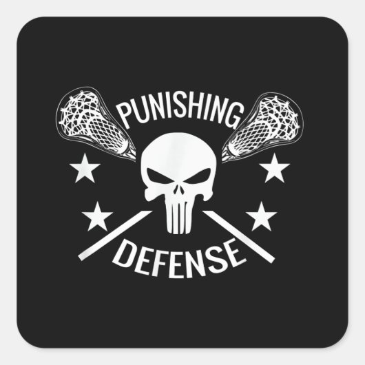 Boys Lacrosse Skull en Sticks Gift Vierkante Sticker (Voorkant)