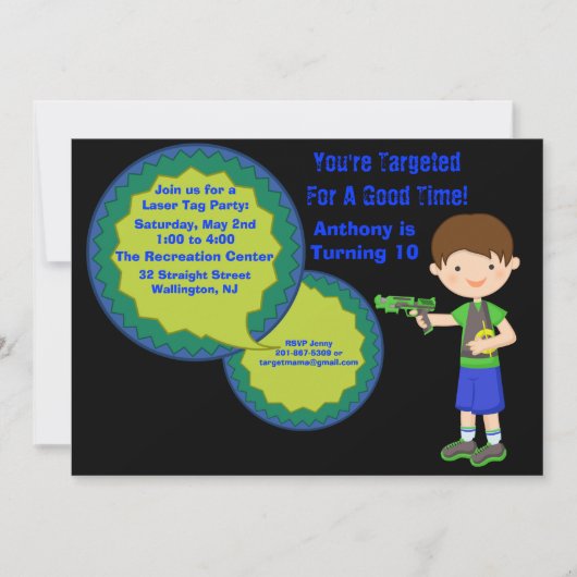 Boys Laser Label Birthday Party Invitation Kaart (Voorkant)