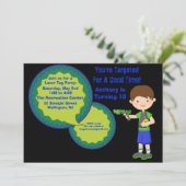 Boys Laser Label Birthday Party Invitation Kaart (Staand voorkant)