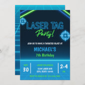 Boy's Laser Label Neon Glow Verjaardag Kaart (Voorkant / Achterkant)