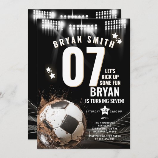 Boy's Let's Kick Up Some Fun Voetbal Verjaardag Kaart (Voorkant / Achterkant)