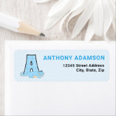 Boys Letter A Blue Gingham Checker and Alligator Etiket (Insitu)