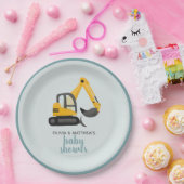 Boys Leuke Digger Baby shower Papieren Bordje (Feest)