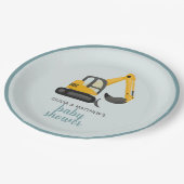 Boys Leuke Digger Baby shower Papieren Bordje (Gekanteld)