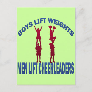 BOYS LIFT WEIGHTS MANNEN LIFT CHEERLEADERS BRIEFKAART