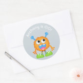 Boys Little Monster themde Birthday Party Ronde Sticker (Envelop)
