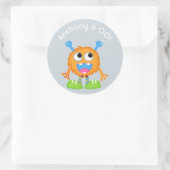 Boys Little Monster themde Birthday Party Ronde Sticker (Tas)