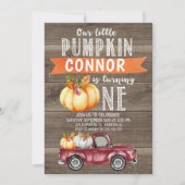 Boy's Little Pumpkin 1st Birthday Invitation Kaart (Voorkant)