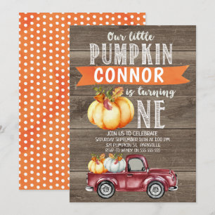 Boy's Little Pumpkin 1st Birthday Invitation Kaart