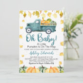 Boy's Little Pumpkin Baby shower Invitation Kaart (Staand voorkant)