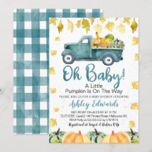 Boy's Little Pumpkin Baby shower Invitation