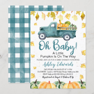 Boy's Little Pumpkin Baby shower Invitation Kaart