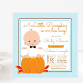 Boys Little Pumpkin Baby shower Invitation Kaart