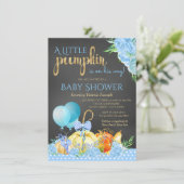 Boys Little Pumpkin Chalkboard Herfst Baby shower Kaart (Staand voorkant)