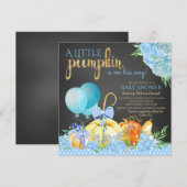 Boys Little Pumpkin Rustic Chalkboard Baby shower Kaart (Voorkant / Achterkant)