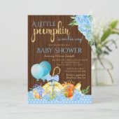 Boys Little Pumpkin Rustic Wood Baby shower Kaart (Staand voorkant)