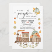 Boys Little Pumpkin Train Baby shower Kaart (Voorkant / Achterkant)