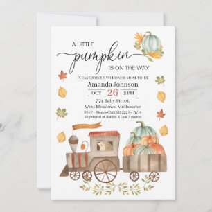 Boys Little Pumpkin Train Baby shower Kaart