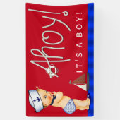 Boys Little Sailor Nautisch Baby shower Spandoek (Verticaal)