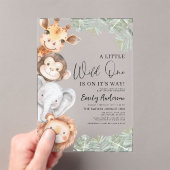 Boys Little Wild One Safari Animals Baby shower Acryl Uitnodigingen (Insitu (Draagbaar))