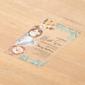 Boys Little Wild One Safari Animals Baby shower Acryl Uitnodigingen (Laagn)