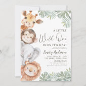 Boys Little Wild One Safari Animals Baby shower Kaart (Voorkant)