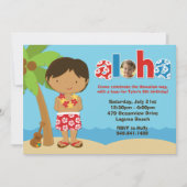 Boys Luau Birthday Party Invitation Kaart (Voorkant)