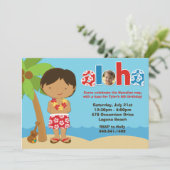 Boys Luau Birthday Party Invitation Kaart (Staand voorkant)