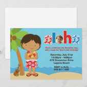Boys Luau Birthday Party Invitation Kaart (Voorkant / Achterkant)